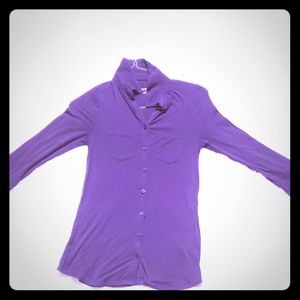Dark Purple Long Sleeve Button Down Shirt